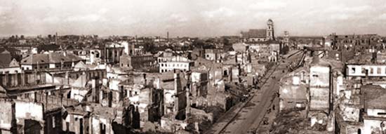Вид сверху на центральную часть Минска после его освобождения