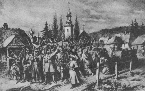 “Повстанцы выходят из Гродно на сборный пункт”. Гравюра. Вторая половина ХIХ в.