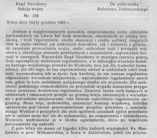 Письмо Военной секции Исполнительного отдела Литвы Б. Длускому за границу о мерах по сохранению сил восстания
