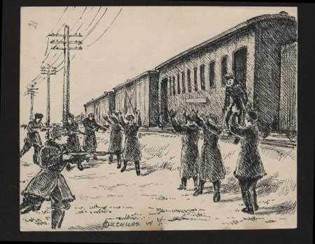 Операция по захвату немецкого поезда в зарисовках