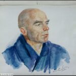 S. Selikhanov. "Soldier of a sanitary battalion". Portrait. Paper, watercolour. 1945. BGAMLI.
