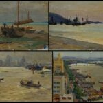 S. Selikhanov. Chinese landscapes. Cardboard, oil. 1956. BGAMLI.