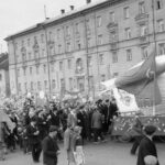 Демонстрация трудящихся г. Могилева на пл. Центральной в честь празднования 1 Мая