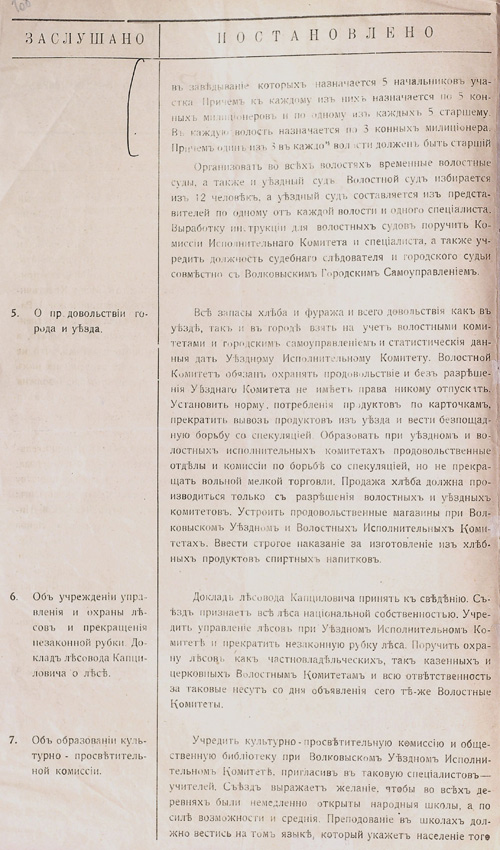 Резолюции, принятые на 2-м съезде Волковысского уездного совета крестьянских и рабочих депутатов