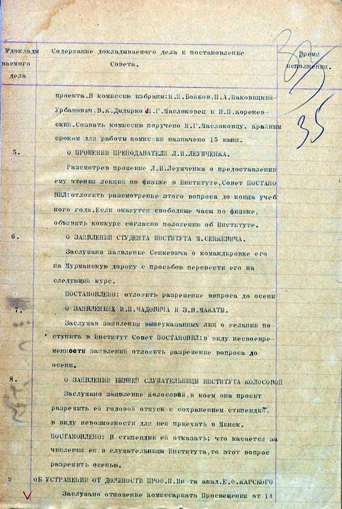 Протокол № 13 заседания Совета Минского педагогического института
