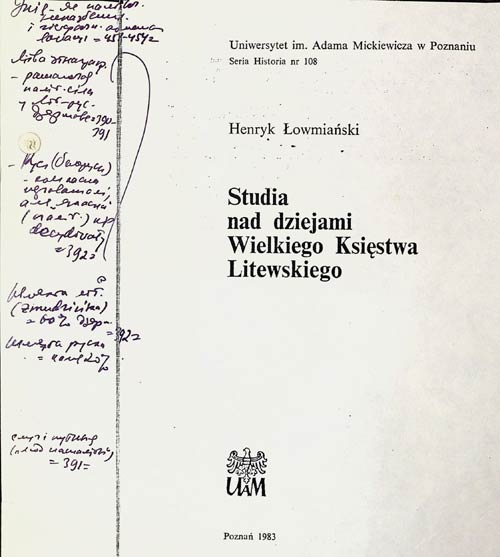 Очерк Г. Ловмянского “Исследование истории Великого Княжества Литовского”