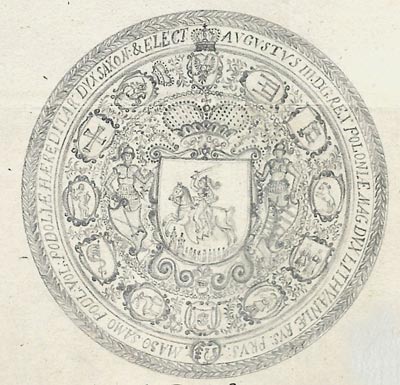 Герб на Большой печати Августа III, короля польского и великого князя литовского