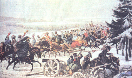 “Переправа Великой армии через Березину 26 ноября 1812 года” (14 ноября по старому стилю). Гравюра работы Клейна по рисунку Габермана. 1-я четверть XIX в.