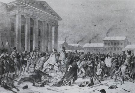 Картина Я. Дамеля “Отступленне французских войск через Вильно”