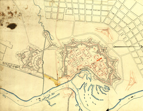 План Бобруйской крепости, которую с 23 августа (4 сентября) по 30 сентября (12 октября) 1812 г. безрезультатно осаждали наполеоновские войска